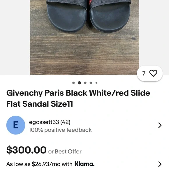 Givenchy Paris Signature Logo Slides with red embroidery. - Size 42